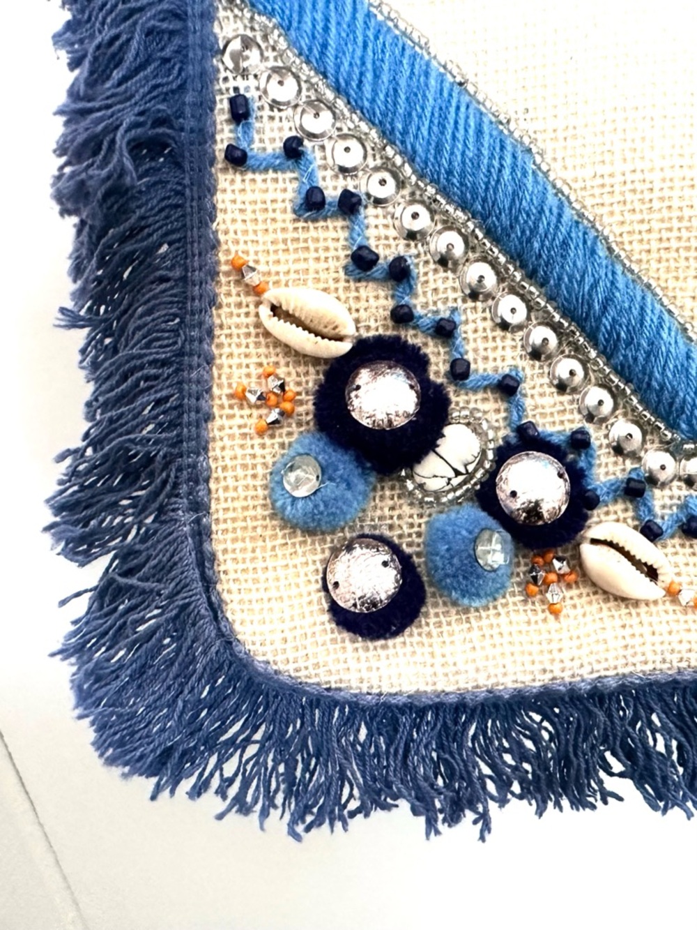 Ranee’s Miami Jute Clutch-Crossbody with Puka Shells, Fringe and Beads - Picture 10 of 11